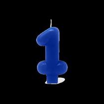 Vela Aniversário Solid Colors Azul Número 1 - 01 unid