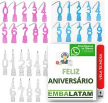 Vela Aniversário Teimosa ESCOLHA COR, NÚMERO e Quantidade Vela Aniversário Teimosa ESCOLHA COR, NÚMERO e Quantidade