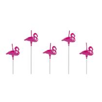 Vela Aniversário Tema Flamingo Rosa Metalizada - 05 unid