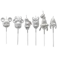 Vela aniversario turma do mickey prateada 6 unidades disney