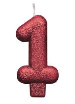 Vela Aniversário Vermelha Glitter Número 1 - 01 unid