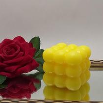 Vela Armática de Cera de Soja Bubble Quadrada Aroma Camomila