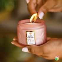 Vela aromática aroma gardência de vidro na caixa cheirosa com aroma para ambientes rosa