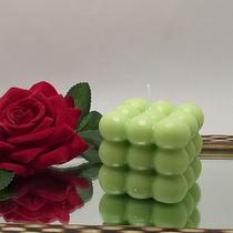Vela Aromática Atrativa de Cera de Soja Bubble Quadrada - Aroma Bamboo