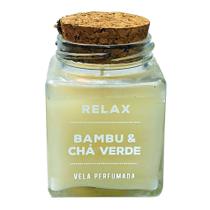 Vela aromática bambu e chá verde vidro decorativo 115g