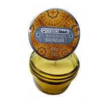 Vela aromática baunilha amarelo escuro vidro decorativo 106g