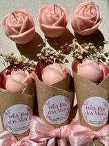 Vela Aromática Botão de Rosa em Buquê Presente Dia das Mães