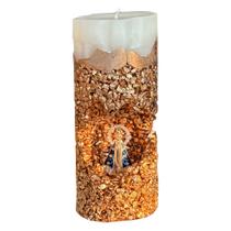 Vela Aromática Decorativa Aromatizada Perfumada Artesanal Nossa Senhora De Aparecida Com Pedras Naturais