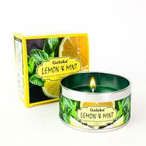 Vela Aromática em Lata Goloka Limão e Menta 70 gr Vegano Vela Aromática em Lata Goloka Limão e Menta 70 gr Vegano
