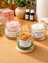 Vela Aromática Kit 3 Cera Coco Vegetal Vidro Reutilizável Decorativa Helen Shine