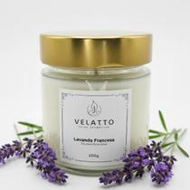 Vela Aromática Lavanda Francesa Pote Vidro Tampa Dourada Perfumada Luxo