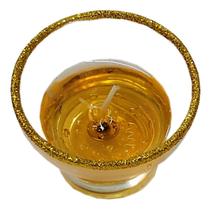 Vela aromatica mini vaso c/ castiçal vidro c/ glitter amarelo