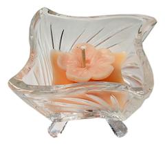 Vela aromatica mini vaso c/ castiçal vidro ds-9703 - rosa