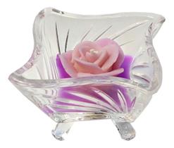 Vela aromatica mini vaso c/ castiçal vidro ds-9703 - roxo
