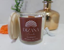 Vela Aromática Perfumada Canela 180g Premium Pavio de Madeira no Vidro Decorativo - Dizana