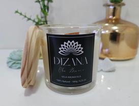 Vela Aromática Perfumada Chá Branco 180g Premium Pavio de Madeira no Vidro Decorativo - Dizana