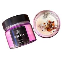 Vela Aromática Wicca Com Ametista e Pétalas de Rosas 150g