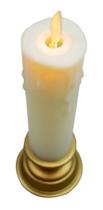 Vela Artificial A Pilha Com Castiçal Dourado - 23cm