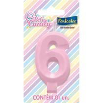 Vela Candy Rosa - 01 Unidade - Festcolor