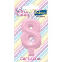Vela Candy Rosa - 01 Unidade - Festcolor
