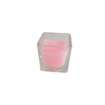 Vela Castiçal vidro 5cm - Quadrada Rosa