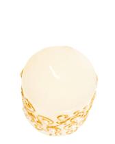 Vela Cilindrica Branca e Dourada com Perolas P