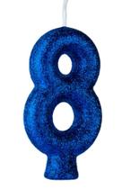 Vela Cintilante Glitter Azul Numero 8