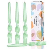 Vela cônica LPUSA Green Spiral Twisted Wax sem perfume 25 cm 4p Vela cônica LPUSA Green Spiral Twisted Wax sem perfume 25 cm 4p