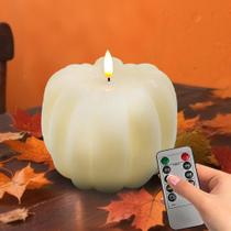 Vela de abóbora sem chama para decoração de outono ARIKJ com temporizador remoto