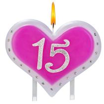Vela de Aniversário 15 Anos Coração Rosa Glamour - Mundo Bizarro