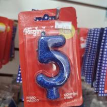 Vela de aniversário azul com glitter 5