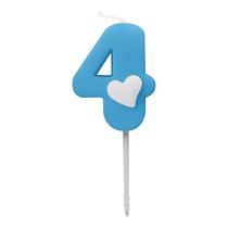 Vela De Aniversário Baby Número 4 Cor Azul 4,5cm Make+