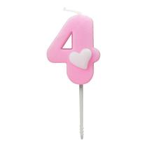 Vela De Aniversário Baby Número 4 Cor Rosa 4,5cm Make+