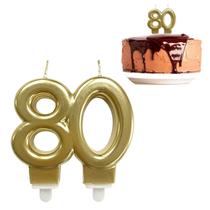 Vela de Aniversário Dourada 80 anos