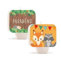 Vela de Aniversário Dupla Face Festa Bosque - 01 unidade - Cromus Vela de Aniversário Dupla Face Festa Bosque - 01 unidade - Cromus