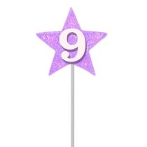 Vela De Aniversário Estrela Lilás Roxo Números