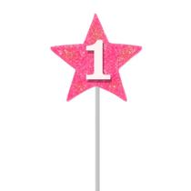 Vela De Aniversário Estrela Rosa Números