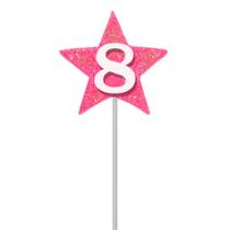 Vela De Aniversário Estrela Rosa Números