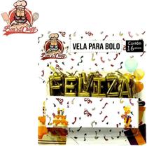 Vela De Aniversario Feliz Aniversario Dourada 16 Pecas 7,5Cm