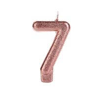 Vela de Aniversário Glitter Bronze Número 7 Silver Plastic Vela de Aniversário Glitter Bronze Número 7 Silver Plastic