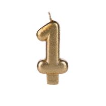 Vela de Aniversário Glitter Dourada Número 1 Silver Plastic Vela de Aniversário Glitter Dourada Número 1 Silver Plastic