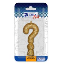 Vela de aniversário Glitter Dourado Interrogação com 10 un. Vela de aniversário Glitter Dourado Interrogação com 10 un.