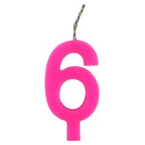Vela De Aniversário Grande 8cm Rosa Número 6 Com 1 Unidade Vela De Aniversário Grande 8cm Rosa Número 6 Com 1 Unidade