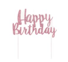 Vela de Aniversário Happy Birthday Rosa Claro Cromus Festas - Inspire sua Festa Loja