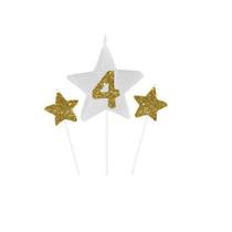 Vela de Aniversário New Star Dourado - Número 4 Vela de Aniversário New Star Dourado - Número 4