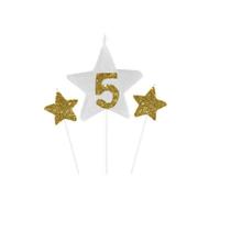 Vela de Aniversário New Star Dourado - Número 5