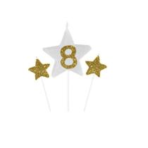 Vela de Aniversário New Star Dourado - Número 8 - Curifest