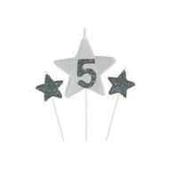 Vela de Aniversário New Star Prata - Número 5 Vela de Aniversário New Star Prata - Número 5