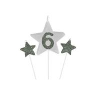 Vela de Aniversário New Star Prata - Número 6 - Curifest