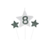 Vela de Aniversário New Star Prata - Número 8